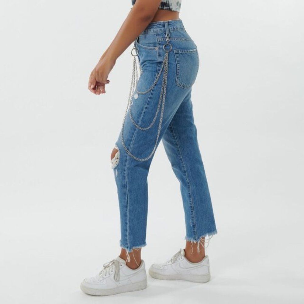 💙 Garage Distressed Medium Blue Wash Mom Jeans 💙 - Picture 8 of 8